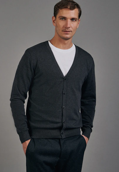 Gerader Schnitt (Normal-Fit) Cardigan Uni in Grau |  Seidensticker Onlineshop
