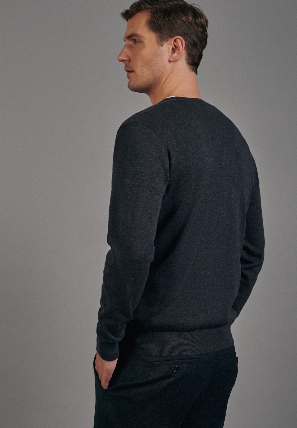V-Neck Cardigan 100% Baumwolle in Grau | Seidensticker Onlineshop