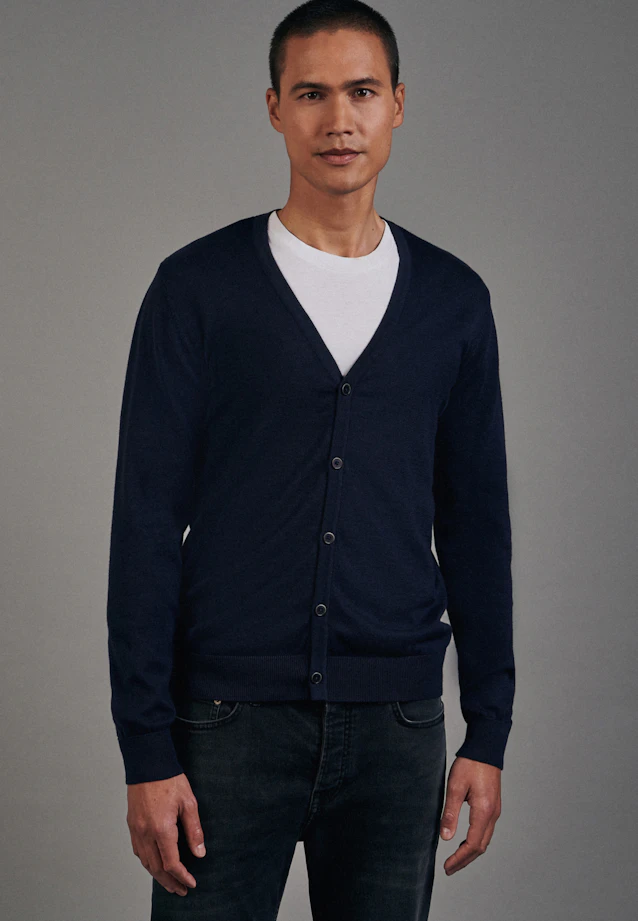 V-Neck Cardigan Uni in Dark Blue |  Seidensticker Onlineshop