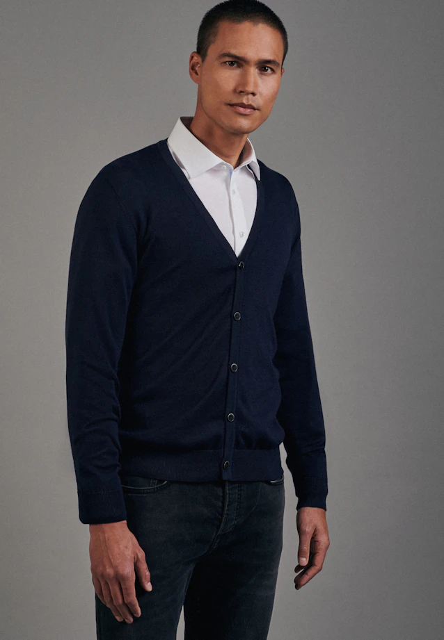 V-Neck Cardigan Uni in Dark Blue |  Seidensticker Onlineshop