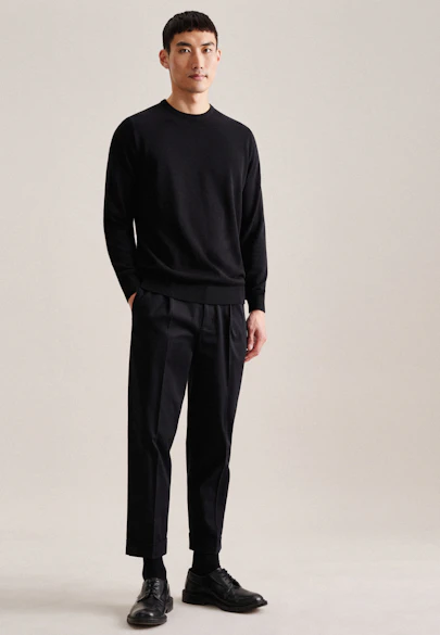 Gerader Schnitt (Normal-Fit) Pullover Uni in Noir |  Seidensticker Onlineshop