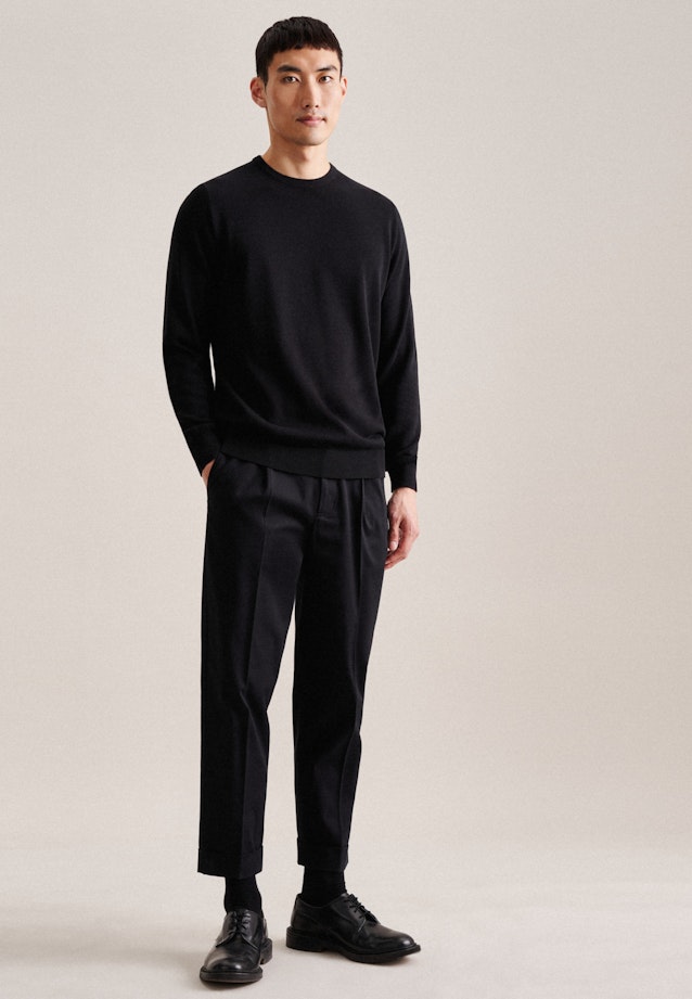 Crew Neck Pullover Uni in Black |  Seidensticker Onlineshop