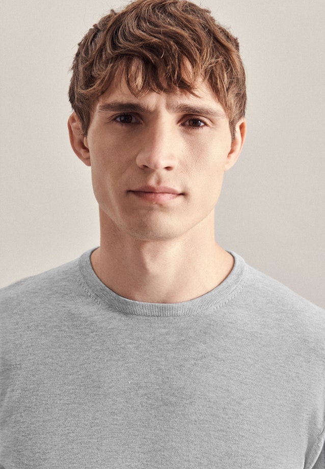 Gerader Schnitt (Normal-Fit) Pullover Uni in Grau |  Seidensticker Onlineshop