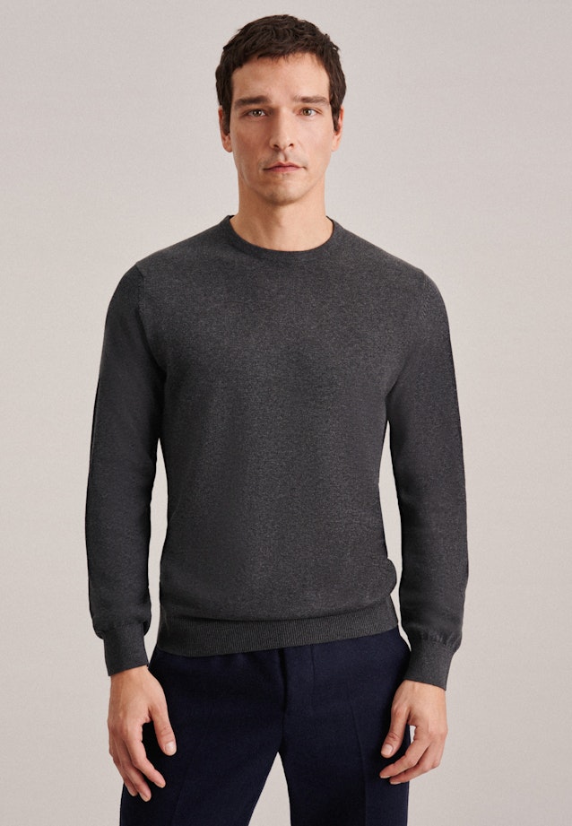 Gerader Schnitt (Normal-Fit) Pullover Uni in Grau |  Seidensticker Onlineshop