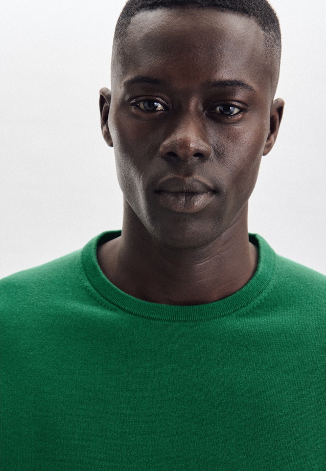 Gerader Schnitt (Normal-Fit) Pullover Uni in Grün |  Seidensticker Onlineshop