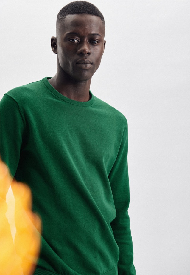 Gerader Schnitt (Normal-Fit) Pullover Uni in Grün |  Seidensticker Onlineshop