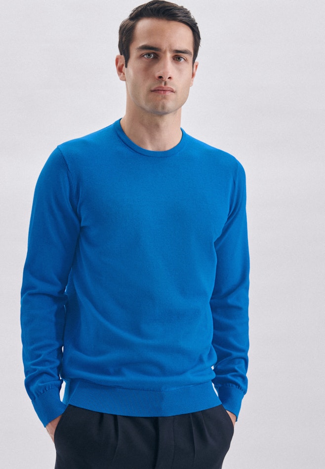 Rundhals Pullover Gerader Schnitt (Normal-Fit) in Türkis | Seidensticker Onlineshop