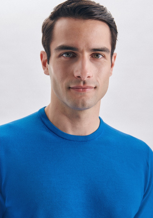 Gerader Schnitt (Normal-Fit) Pullover Uni in Türkis | Seidensticker Onlineshop