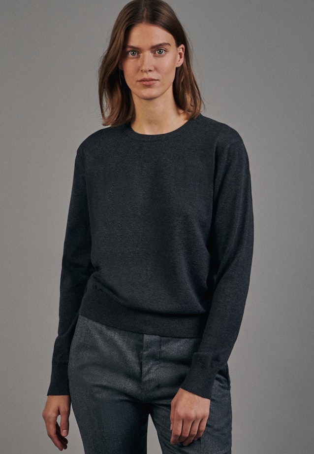 Regular fit Pullover Uni in Grau |  Seidensticker Onlineshop