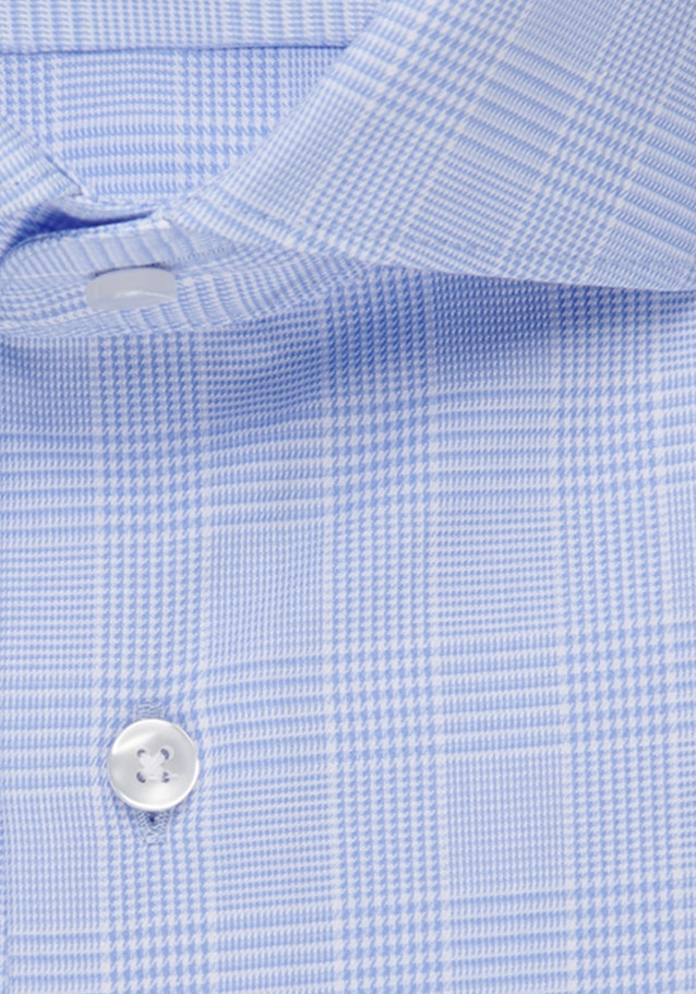 Bügelleichtes Glencheck Business Hemd in Slim mit Kentkragen in Hellblau |  Seidensticker Onlineshop