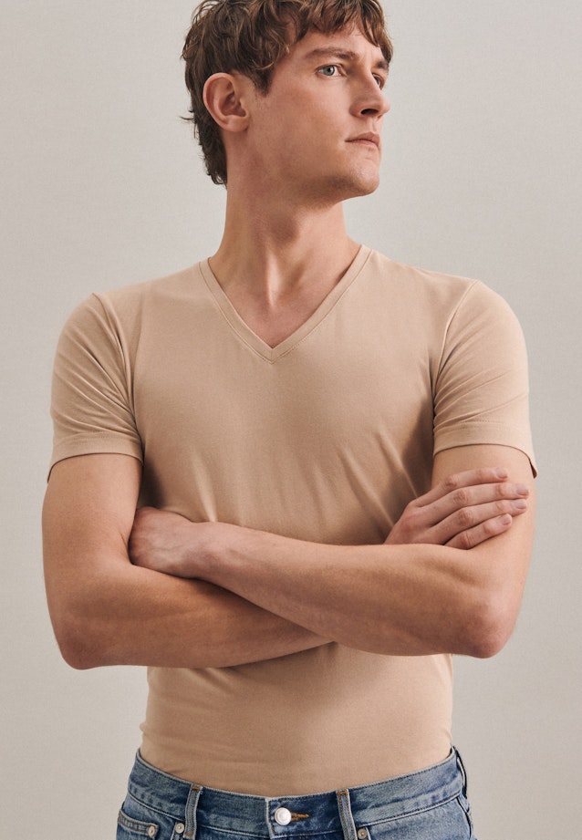 V-Neck T-Shirt Slim fit in Braun |  Seidensticker Onlineshop