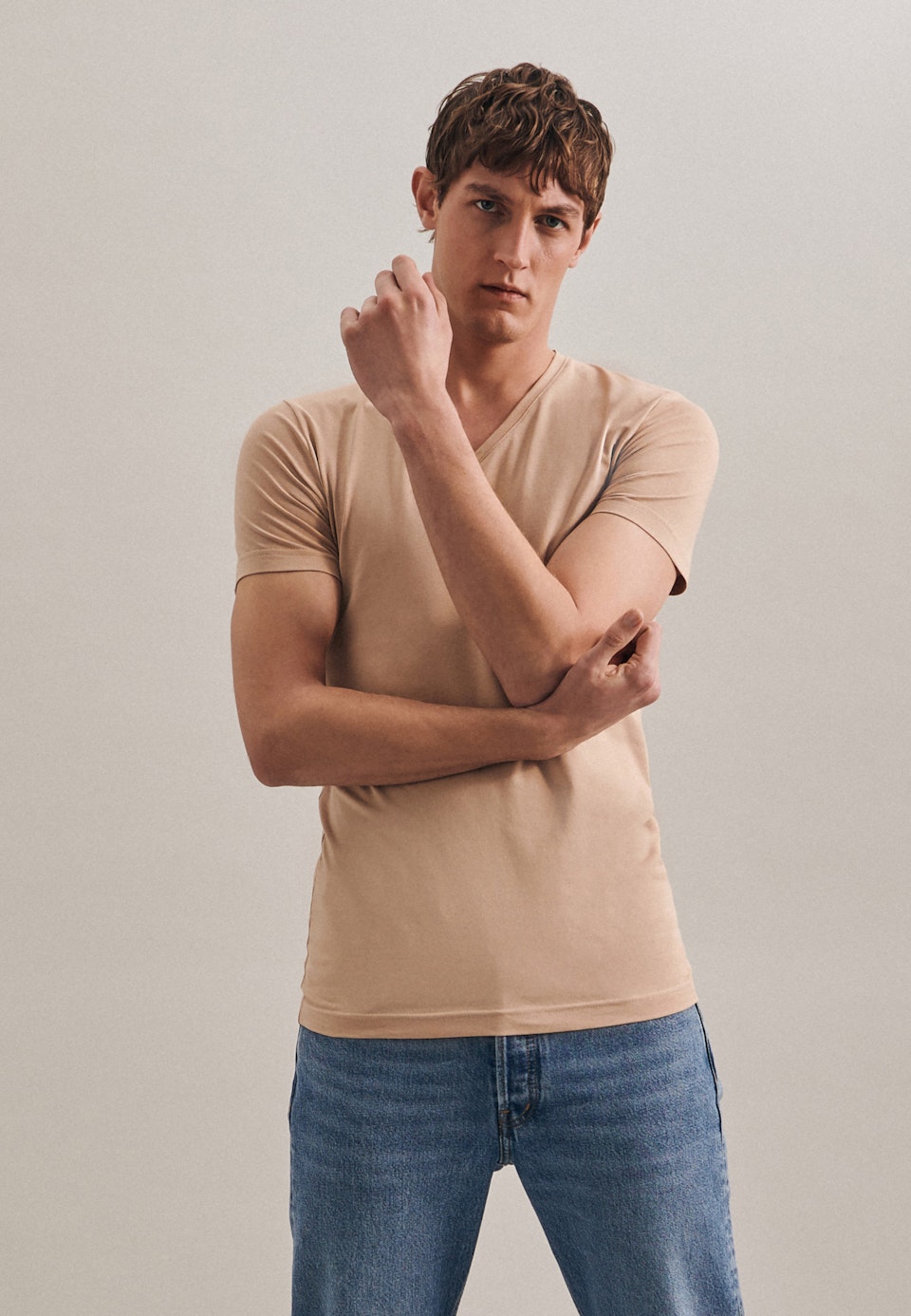 T-Shirt Slim Fit Manche Courte in Marron |  Seidensticker Onlineshop
