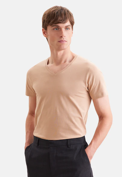 V-Neck Unterzieh-T-Shirt in Beige |  Seidensticker Onlineshop
