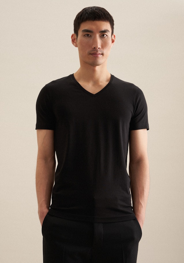 T-Shirt Slim Fit Manche Courte in Noir |  Seidensticker Onlineshop