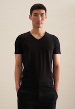 V-Neck T-Shirt Slim fit in Schwarz |  Seidensticker Onlineshop