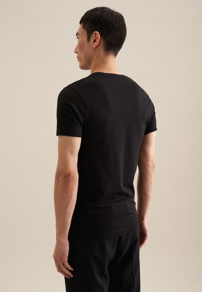 T-Shirt Slim Fit Manche Courte dans Noir | Boutique en ligne Seidensticker
