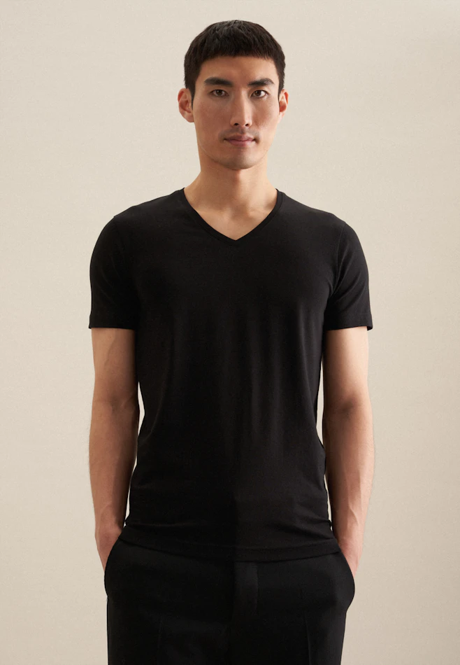 V-Neck Unterzieh-T-Shirt in Schwarz | Seidensticker Onlineshop