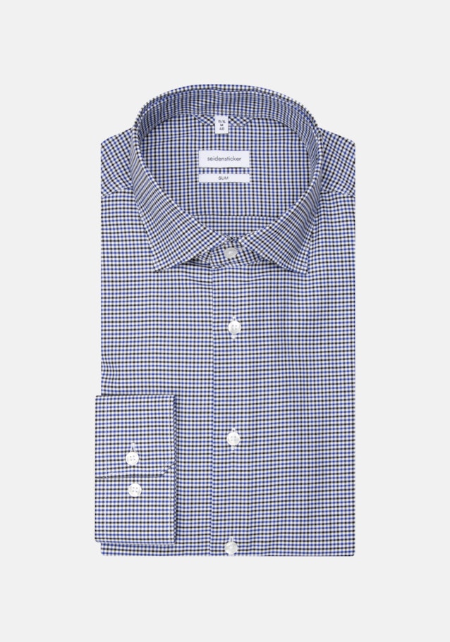 Easy-iron Dobby Twill Business overhemd in Slim with Kentkraag in Middelmatig Blauw |  Seidensticker Onlineshop