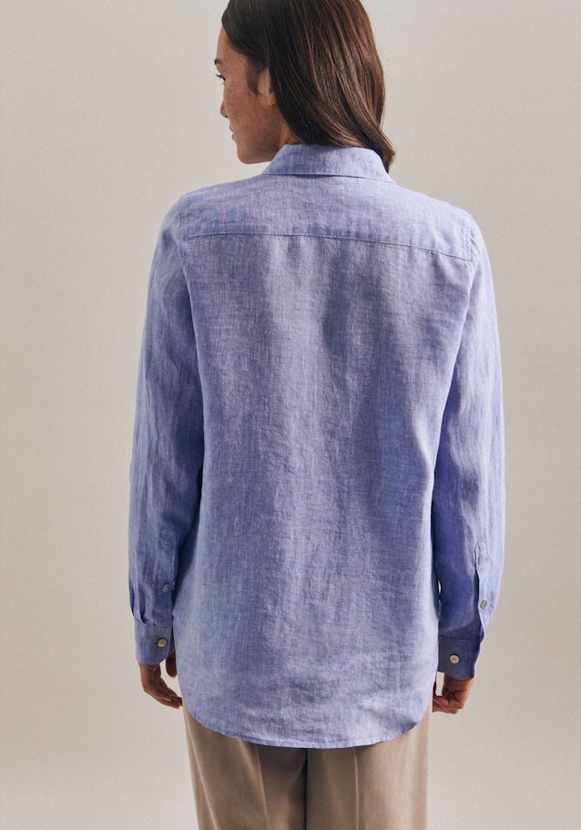 Lange mouwen Linnen Shirtblouse in Donkerblauw |  Seidensticker Onlineshop