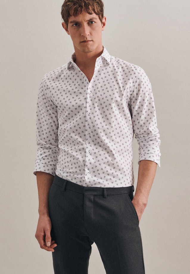 Slim Oxfordhemd Druck in Weiß |  Seidensticker Onlineshop