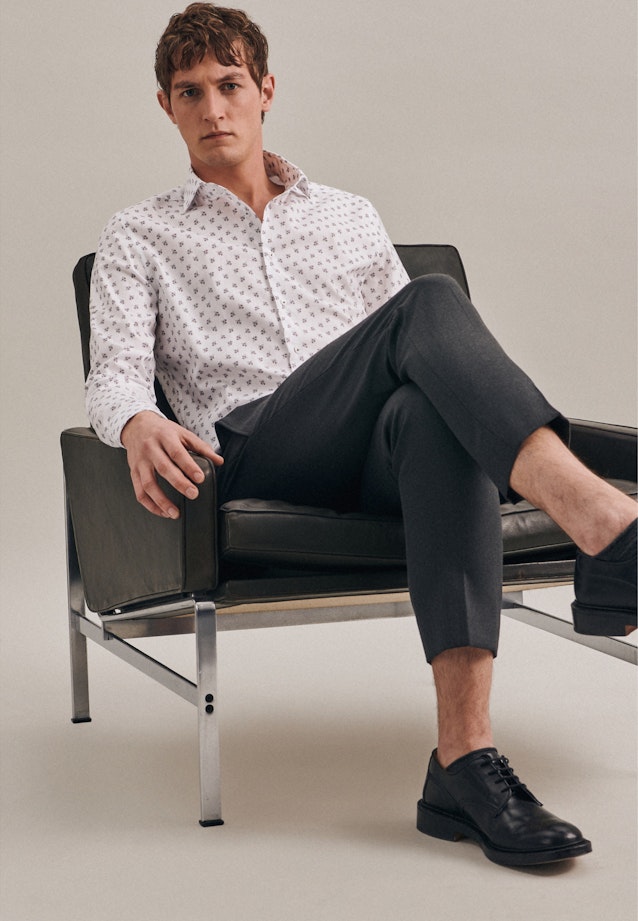 Slim Oxfordhemd Druck in Weiß |  Seidensticker Onlineshop