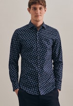 Slim Oxfordhemd Druck in Dunkelblau |  Seidensticker Onlineshop