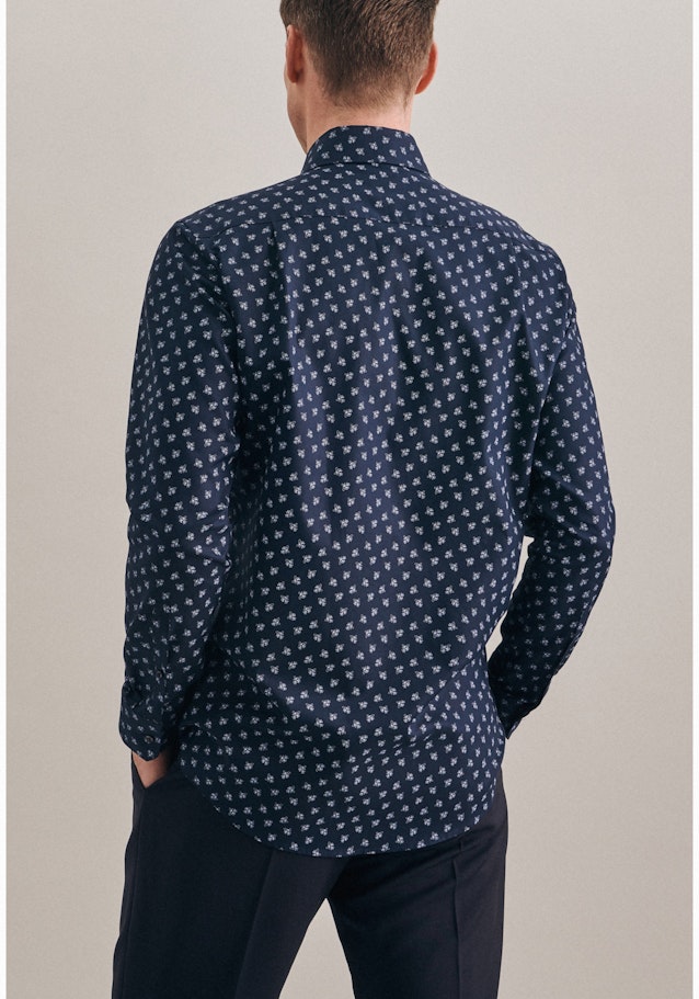 Regular Oxfordhemd Druck in Dunkelblau | Seidensticker Onlineshop