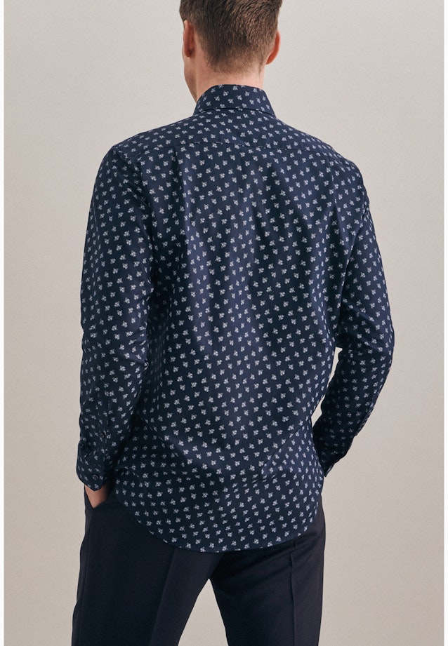 Regular Oxfordhemd Druck in Dunkelblau |  Seidensticker Onlineshop