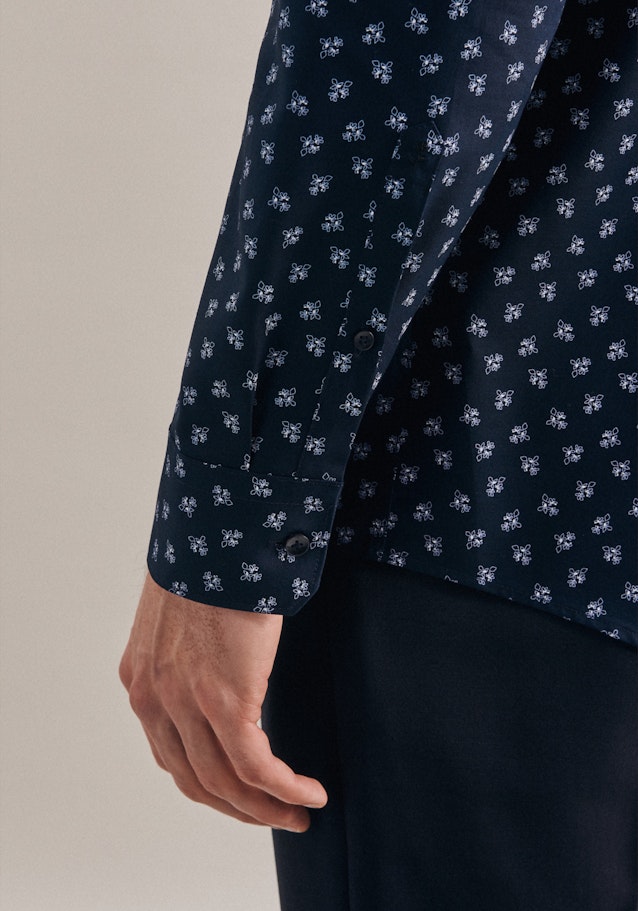 Regular Oxfordhemd Druck in Dunkelblau | Seidensticker Onlineshop