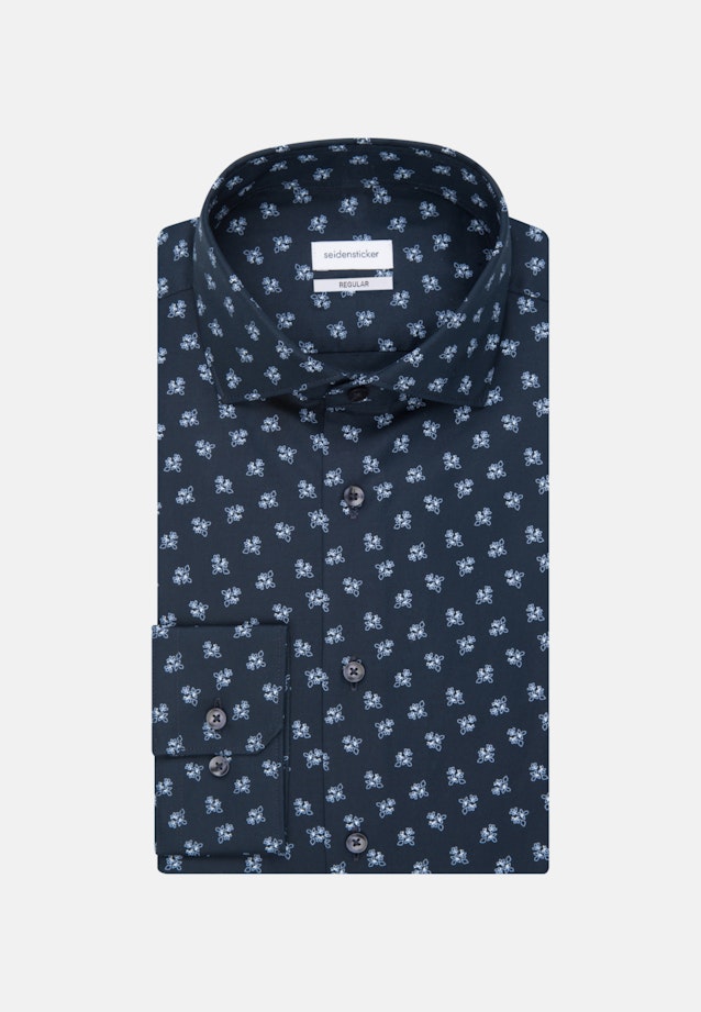 Regular Oxfordhemd Druck in Dunkelblau |  Seidensticker Onlineshop
