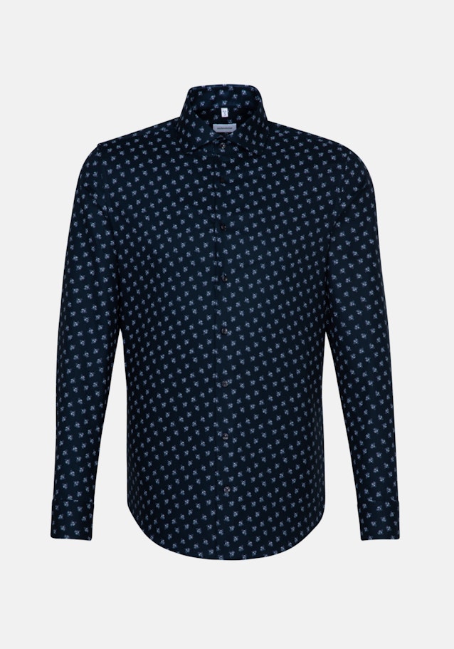 Regular Oxfordhemd Druck in Dunkelblau | Seidensticker Onlineshop