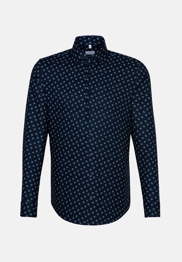 Regular Oxfordhemd Druck in Dunkelblau |  Seidensticker Onlineshop
