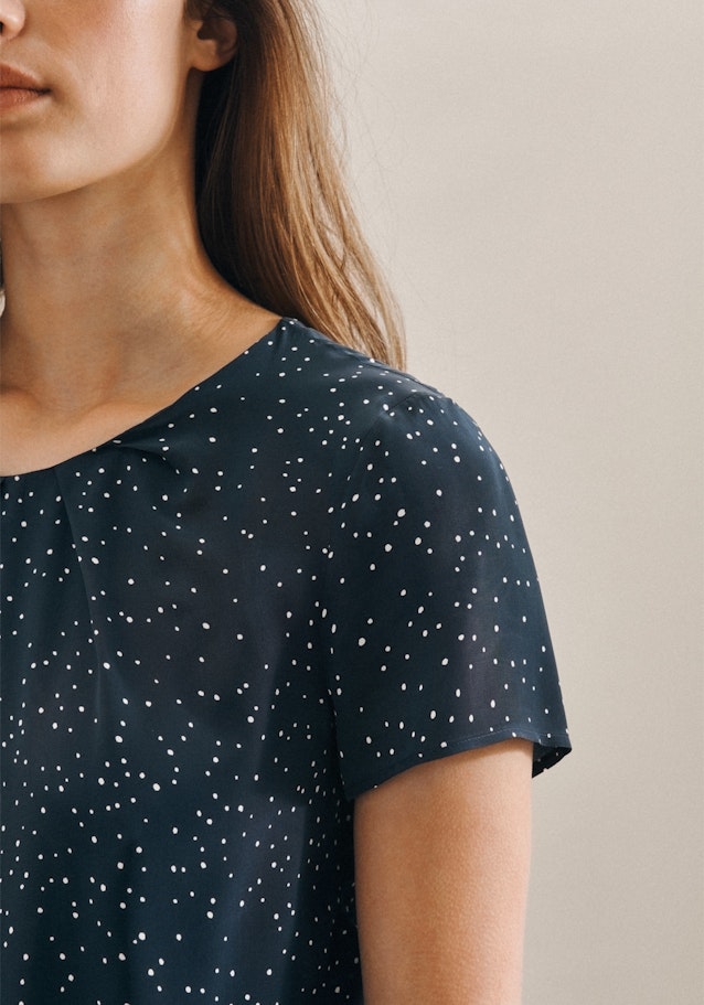 Short sleeve Poplin Shirt Blouse in Dark Blue |  Seidensticker Onlineshop