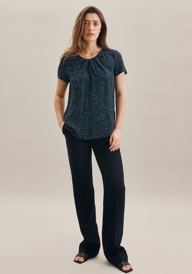 Short sleeve Poplin Shirt Blouse in Dark Blue |  Seidensticker Onlineshop