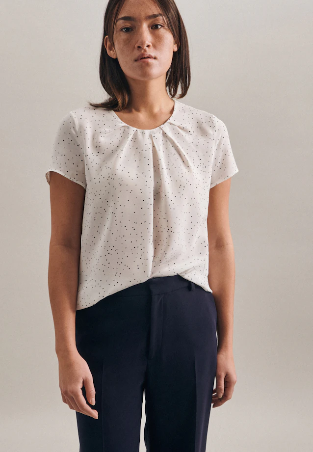 Regular fit Shirtbluse Punkte in Weiß |  Seidensticker Onlineshop