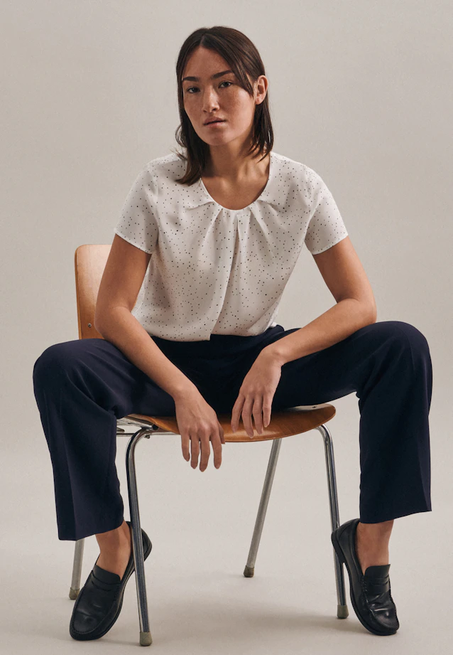 Regular fit Shirtbluse Punkte in Weiß |  Seidensticker Onlineshop