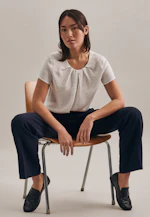 Regular fit Shirtbluse Punkte in Weiß |  Seidensticker Onlineshop