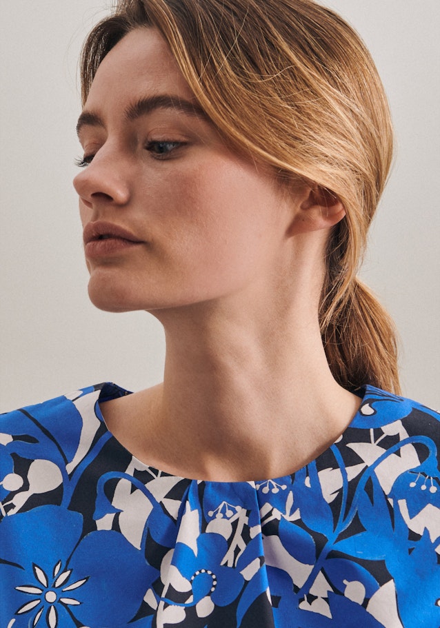 Oversized fit Shirtbluse Floral in Mittelblau | Seidensticker Onlineshop