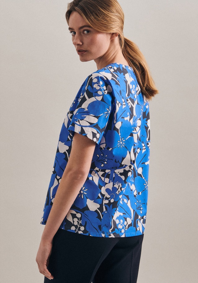 Oversized fit Shirtbluse Floral in Mittelblau | Seidensticker Onlineshop