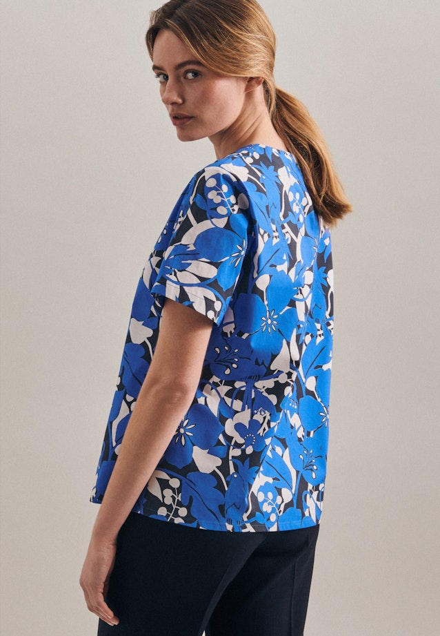 Oversized fit Shirtbluse Floral in Mittelblau |  Seidensticker Onlineshop