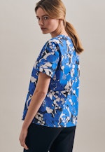 Oversized fit Shirtbluse Floral in Mittelblau |  Seidensticker Onlineshop