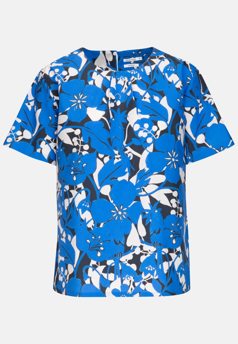Rundhals Shirtbluse Oversized fit in Mittelblau |  Seidensticker Onlineshop