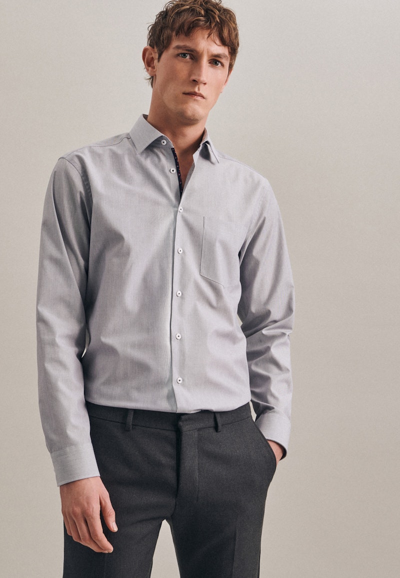 Non-iron Mille Rayé Business Shirt in Regular with Kent-Collar