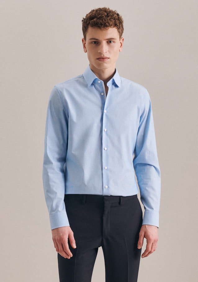 Non-iron Mille Rayé Business Shirt in Slim with Kent-Collar in Turquoise |  Seidensticker Onlineshop