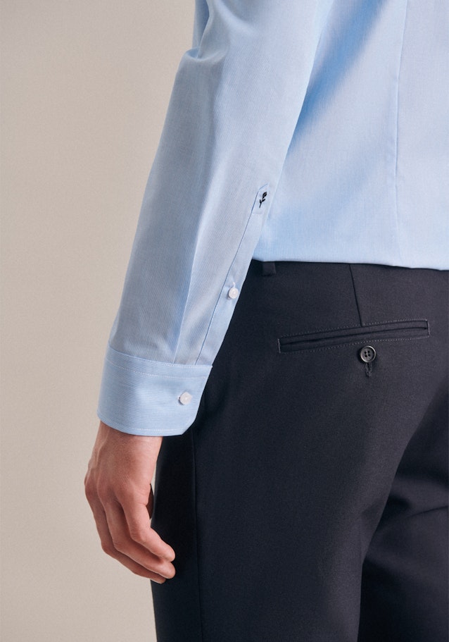 Non-iron Mille Rayé Business overhemd in Slim with Kentkraag in Turquoise/Petrol |  Seidensticker Onlineshop