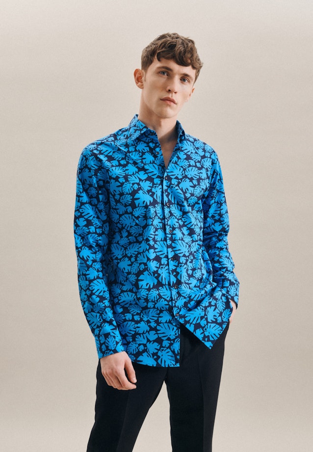 Slim Business Hemd Druck in Türkis/Petrol |  Seidensticker Onlineshop