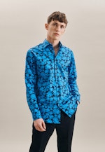 Slim Business Hemd Druck in Türkis/Petrol |  Seidensticker Onlineshop