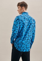 Slim Business Hemd Druck in Türkis/Petrol |  Seidensticker Onlineshop