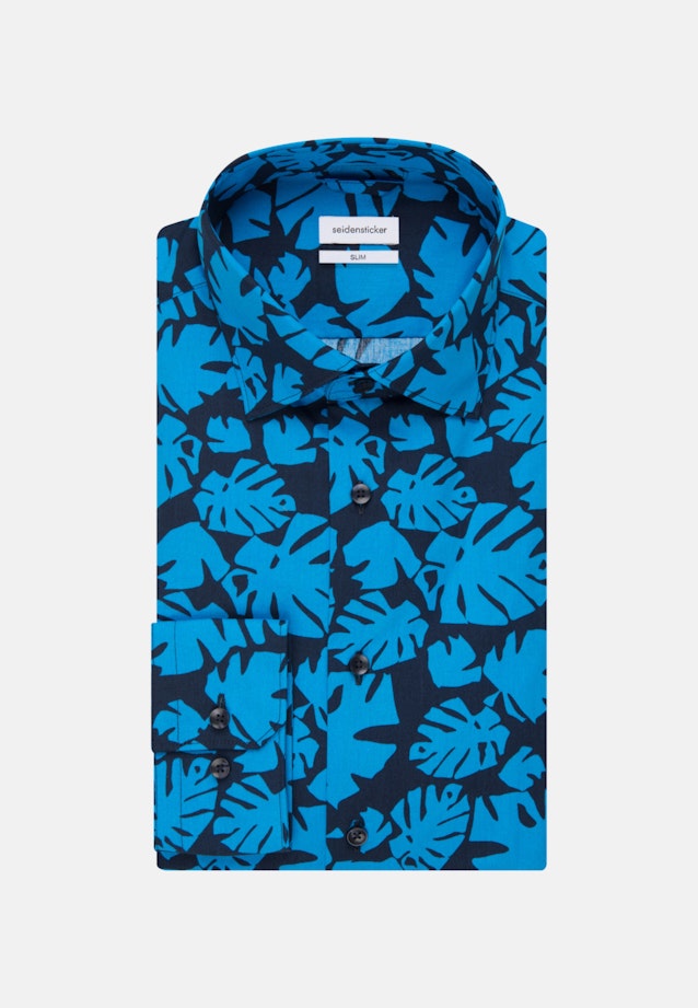 Slim Business Hemd Druck in Türkis/Petrol |  Seidensticker Onlineshop