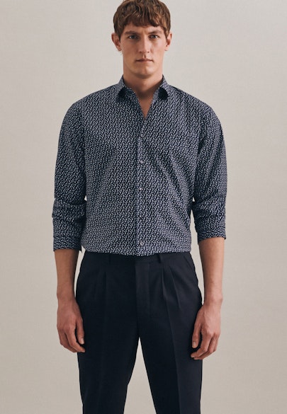 Regular Business Shirt Print in Dark Blue |  Seidensticker Onlineshop